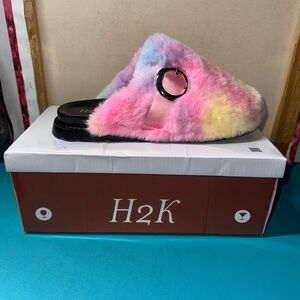 H2K Women's Colorful Furry Slippers